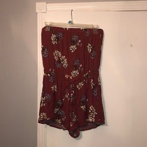 PacSun Strapless Maroon Romper